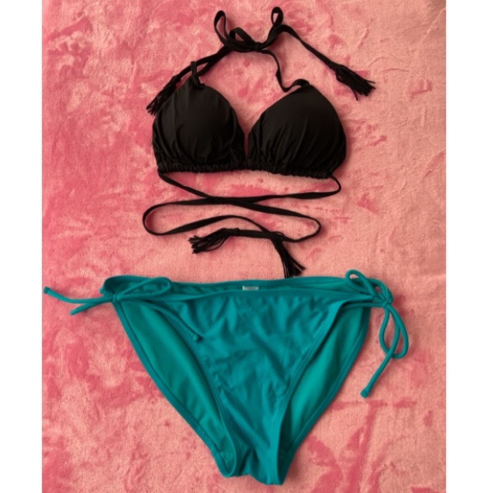 Black and blue swimsuit